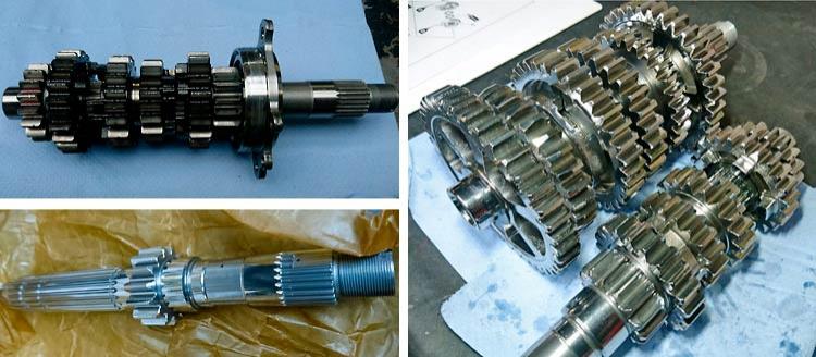 Motorcycle parts before and after surface finishing