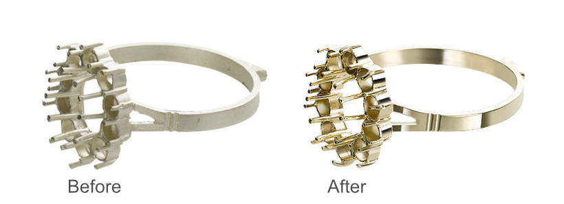 automated jewellery finishing before and after